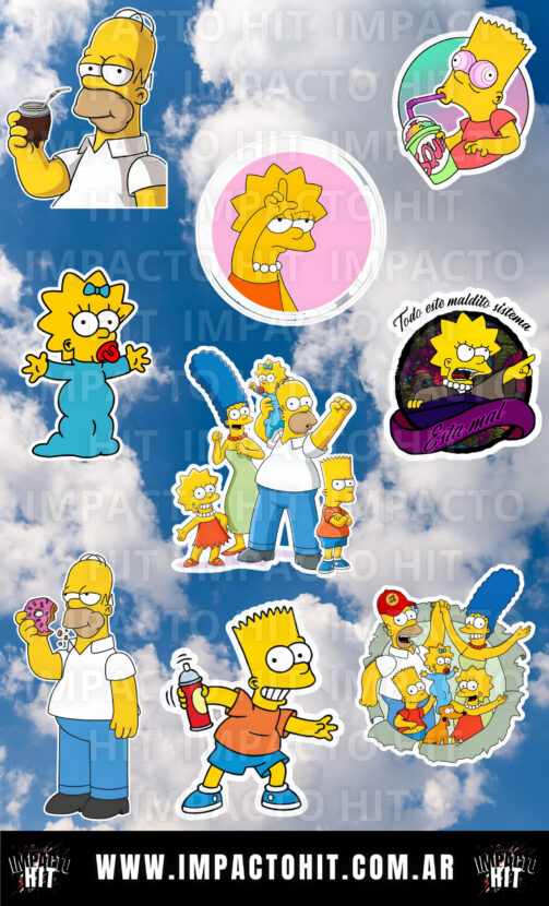 Stickers de Los Simpsons en vinilo – Bart, Homero y más – 10x16 cm