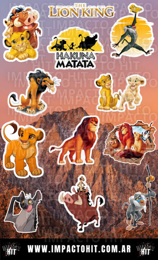 Stickers de El Rey León – Simba, Mufasa y más – Vinilo 10x16