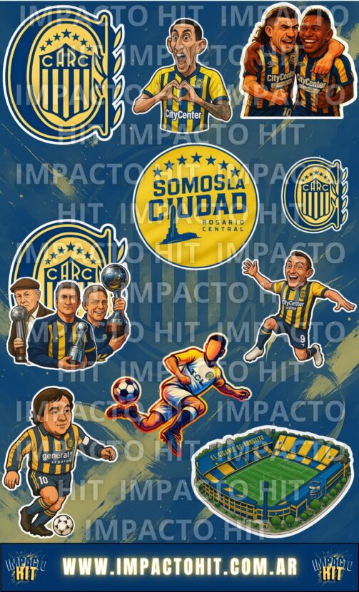 Stickers de Rosario Central – Jugadores históricos, escudo, hinchada y símbolos del club.