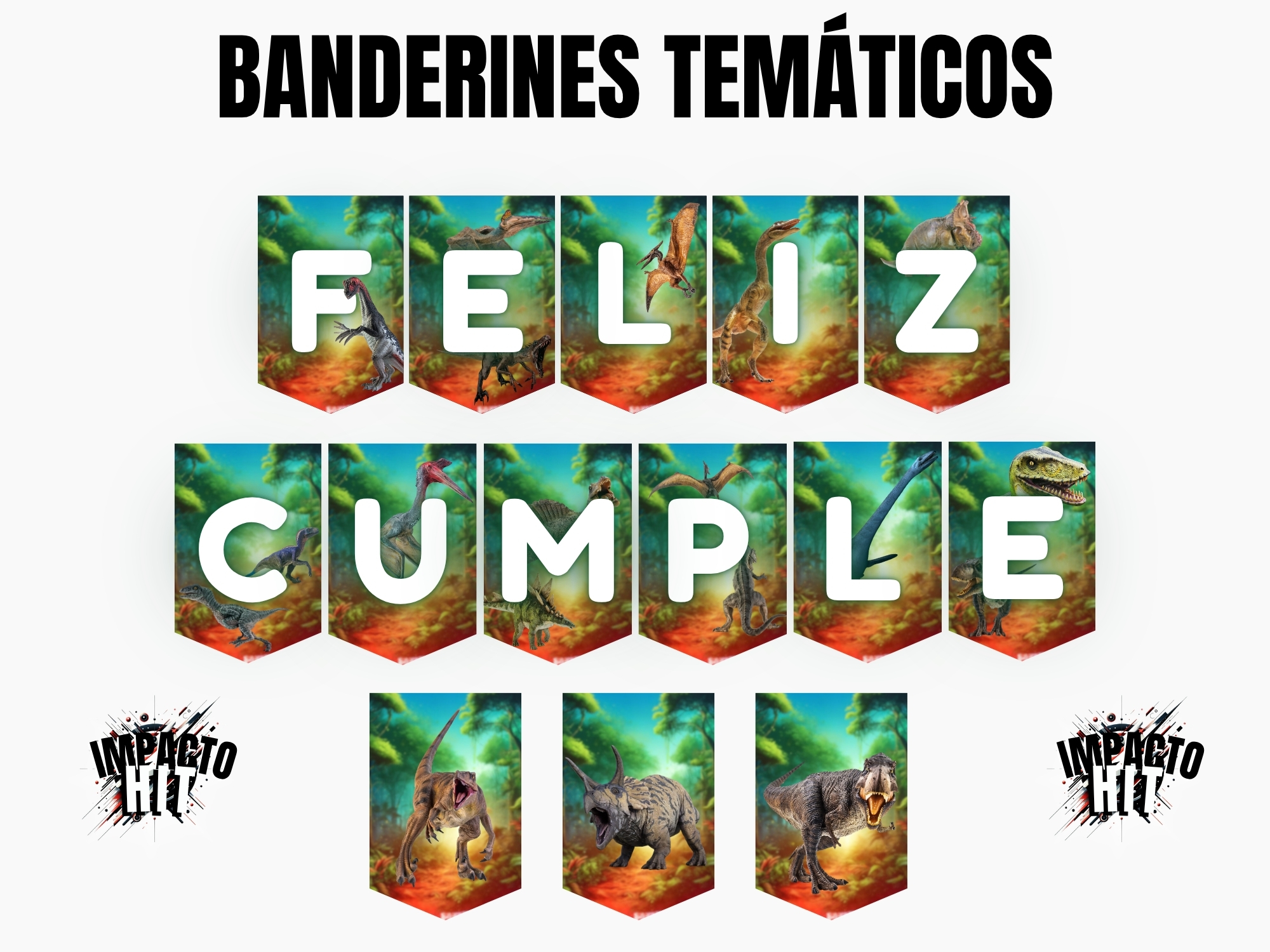 Banderines temáticos dinosaurios