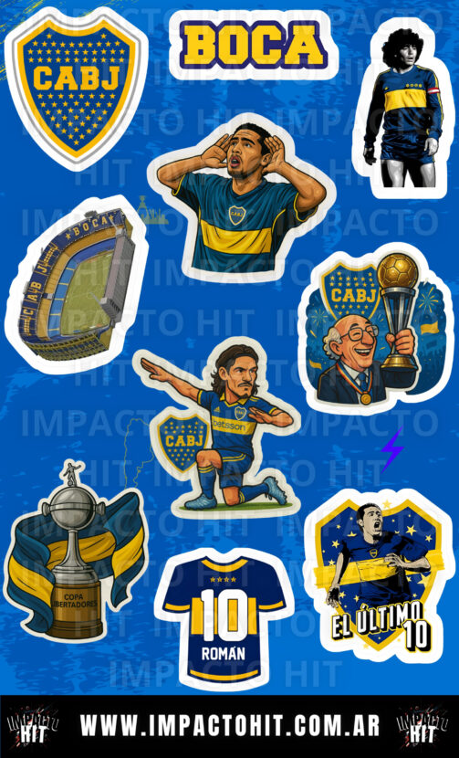 Stickers de Boca Juniors en vinilo brillante – edición coleccionable 10x16 cm Impacto HIT