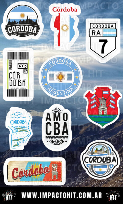 Stickers de Córdoba en vinilo brillante 10x16 cm – Cultura serrana – Impacto HIT