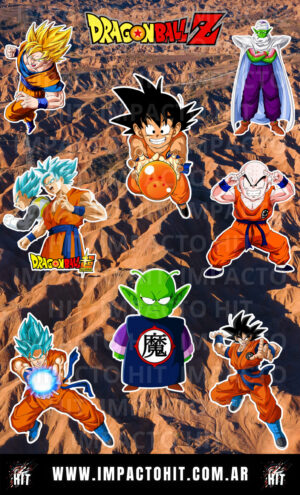 Stickers de Dragon Ball Z en vinilo brillante 10x16 cm – Gokú, Vegeta, Freezer – Impacto HIT