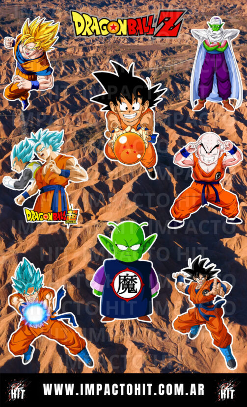 Stickers de Dragon Ball Z en vinilo brillante 10x16 cm – Gokú, Vegeta, Freezer – Impacto HIT