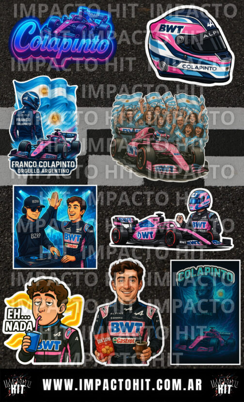 Stickers de Franco Colapinto en vinilo 10x16 cm – Impacto HIT