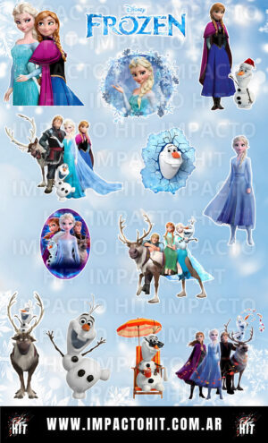 Stickers de Frozen en vinilo brillante – Elsa, Anna y Olaf – 10x16 cm