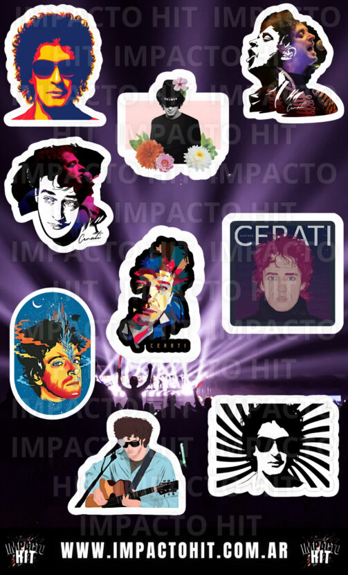 Stickers de Gustavo Cerati en vinilo 10x16 cm – Diseño exclusivo Impacto HIT