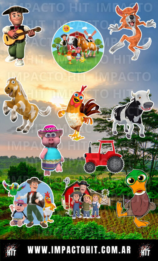 Stickers infantiles de La Granja de Zenón en vinilo 10x16