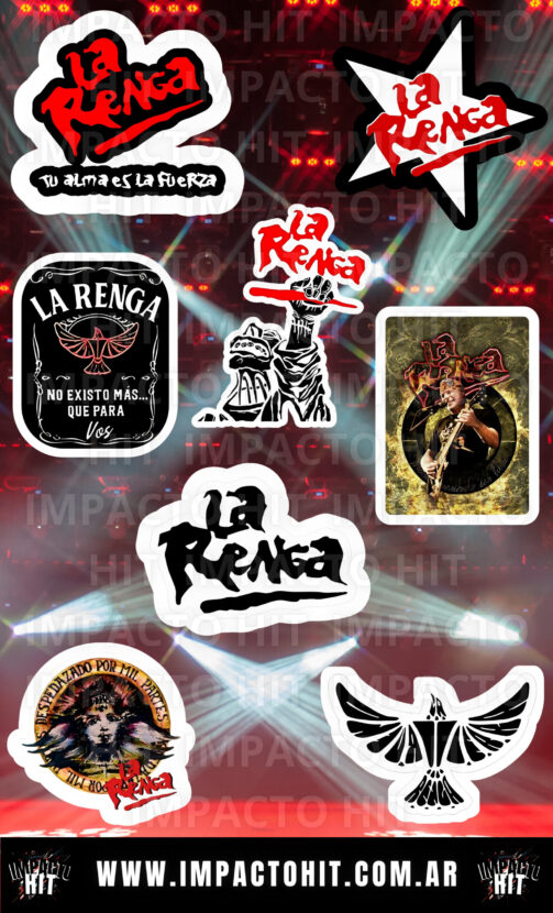 Stickers de La Renga en vinilo brillante 10x16 cm – Banda de rock argentino – Impacto HIT