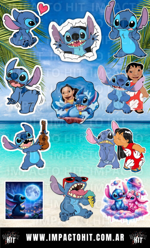 Stickers de Lilo y Stitch – Vinilo brillante 10x16 – Estilo tierno
