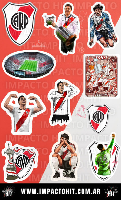 Stickers de River Plate en vinilo 10x16 cm – colección Impacto HIT para hinchas