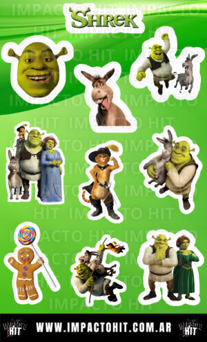 Stickers de Shrek y sus amigos – Vinilo 10x16 – Impacto HIT