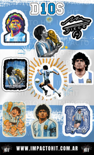 Stickers de Maradona en vinilo 10x16 cm – Diseño argentino de Impacto HIT