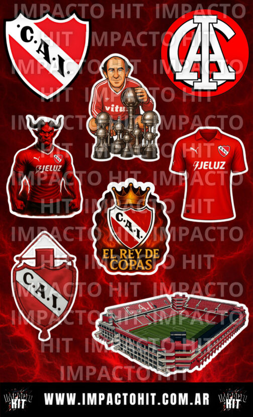 Stickers de vinilo de Independiente, el club de fútbol más grande de Avellaneda. Diseño exclusivo de Impacto HIT.