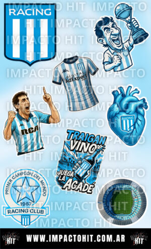Stickers de vinilo de Racing Club, el club más grande de Avellaneda. Diseño exclusivo de Impacto HIT.