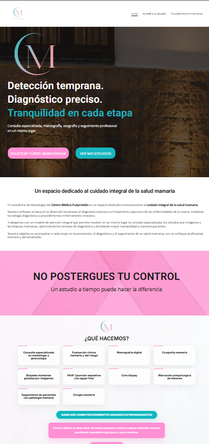 Sitio web de Consultorio Mamario Salta desarrollado por IMPACTO HIT