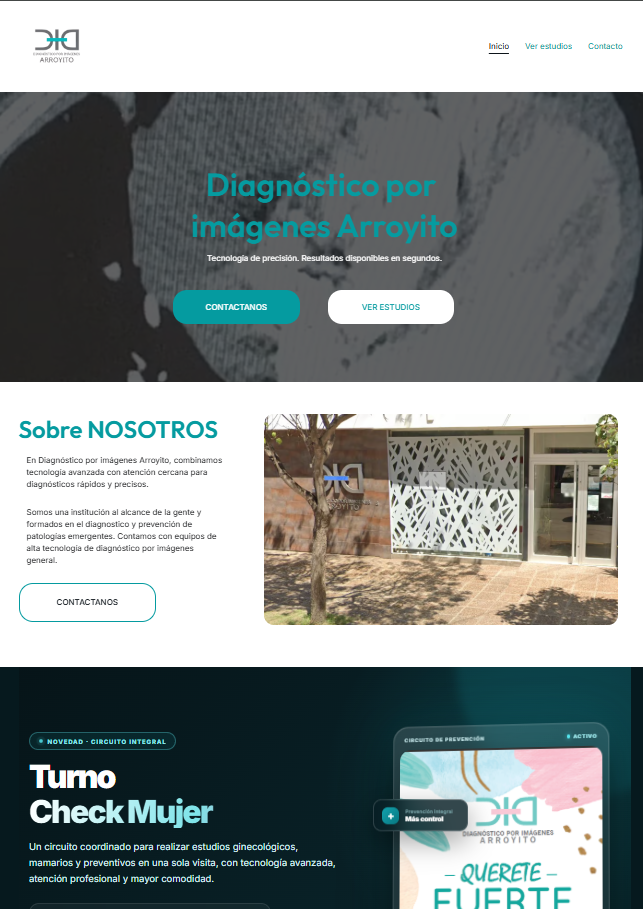 Sitio web de Diagnóstico por Imágenes Arroyito desarrollado por IMPACTO HIT