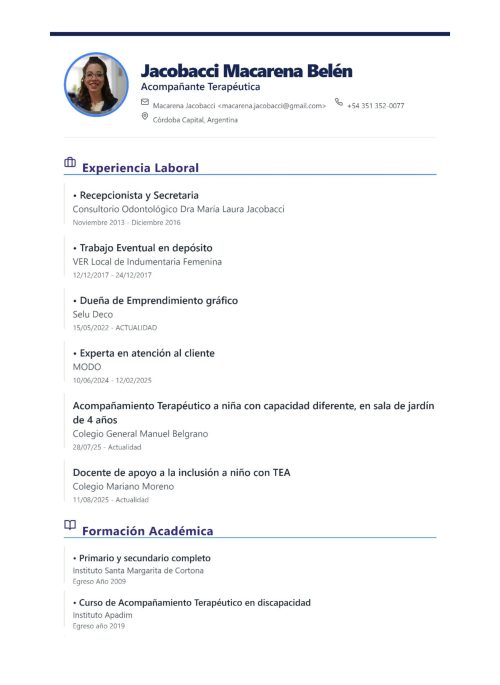 Curriculum Vitae - Jacobacci, Macarena Belén
